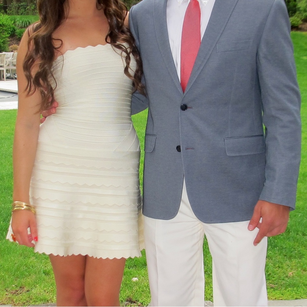 Herve Leger Scalloped Strapless Bandage Dress